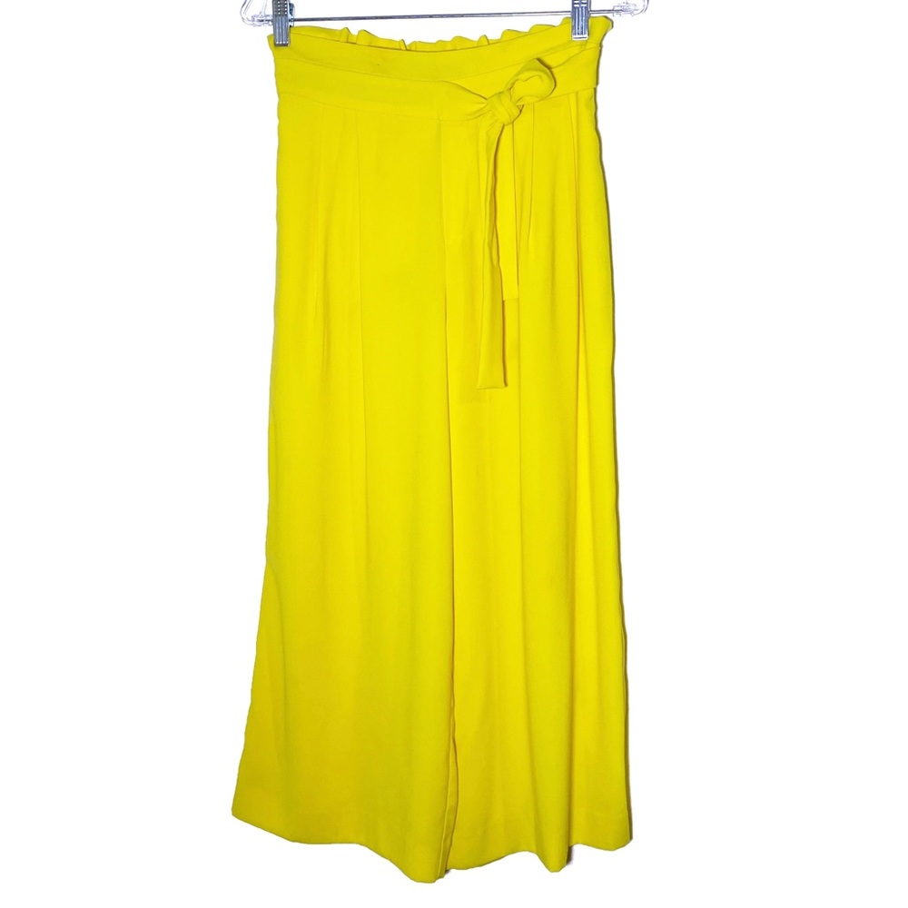 Zara Yellow Cropped Wide Leg Trafaluc Pants